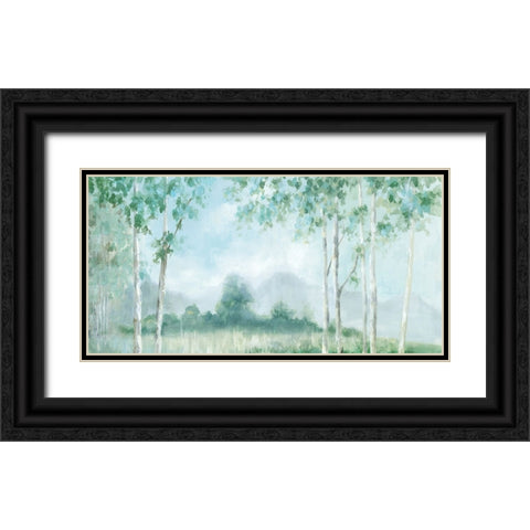 Silver Birch Lake Black Ornate Wood Framed Art Print with Double Matting by Mavis, Luna