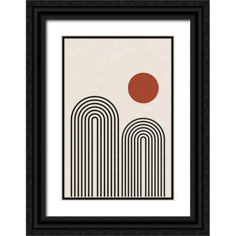 Monochrome Geometric Flower  Black Ornate Wood Framed Art Print with Double Matting by William, Gary