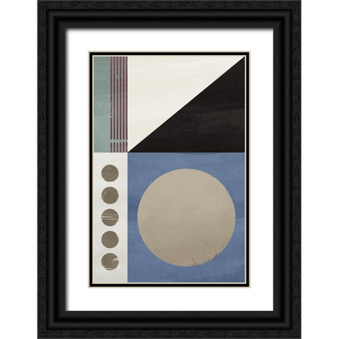 Blue Abstract Geometric I  Black Ornate Wood Framed Art Print with Double Matting by William, Gary