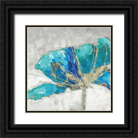 Blue Poppy III Black Ornate Wood Framed Art Print with Double Matting by Kroeker, Wendy