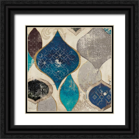 Blue Motif I Black Ornate Wood Framed Art Print with Double Matting by Wilson, Aimee