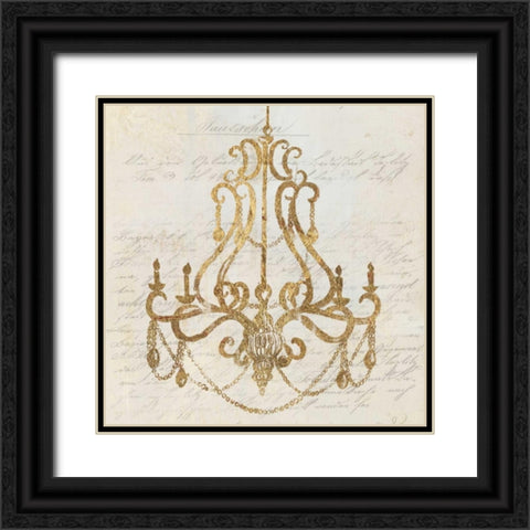 Golden Chandelier I Black Ornate Wood Framed Art Print with Double Matting by Wilson, Aimee