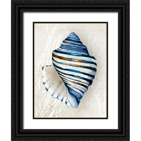 Blue Shell Series III Black Ornate Wood Framed Art Print with Double Matting by Wilson, Aimee