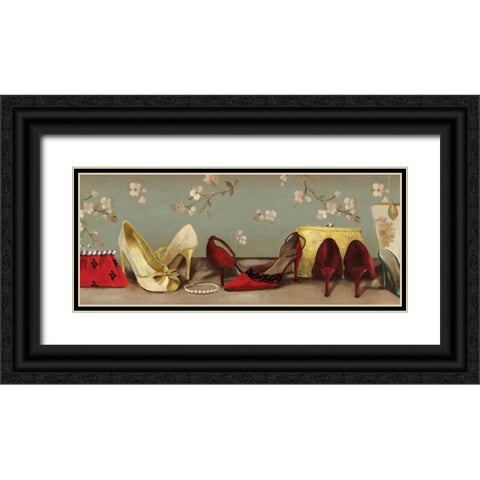 Shoe Lineup Black Ornate Wood Framed Art Print with Double Matting by Wilson, Aimee