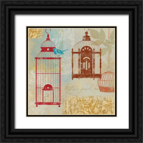 Bird on a Cage I Black Ornate Wood Framed Art Print with Double Matting by Wilson, Aimee