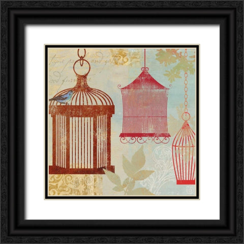 Bird on a Cage II Black Ornate Wood Framed Art Print with Double Matting by Wilson, Aimee