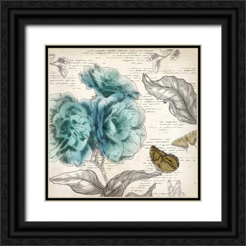 Blooming Teal II - Mini Black Ornate Wood Framed Art Print with Double Matting by Wilson, Aimee