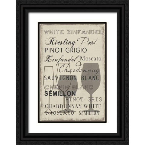 White Wine Collection - Mini Black Ornate Wood Framed Art Print with Double Matting by Wilson, Aimee