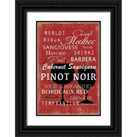 Red Wine Collection - Mini Black Ornate Wood Framed Art Print with Double Matting by Wilson, Aimee