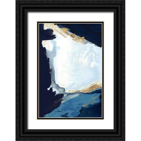 Blue in Gold III Black Ornate Wood Framed Art Print with Double Matting by Cartissi