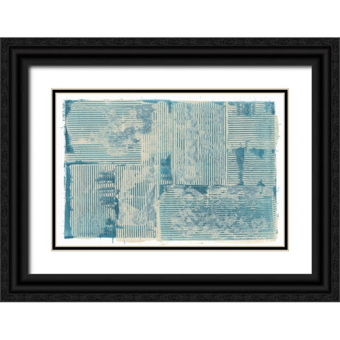 Teal Linework III Black Ornate Wood Framed Art Print with Double Matting by Cartissi