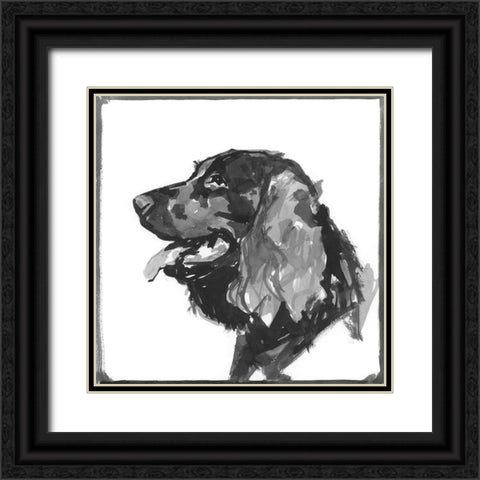 Spaniel Black Ornate Wood Framed Art Print with Double Matting by Cartissi