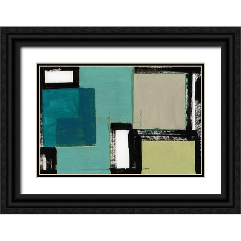 New Emerald I  Black Ornate Wood Framed Art Print with Double Matting by Cartissi