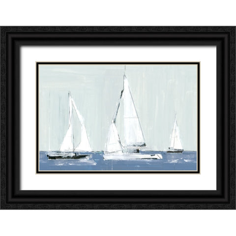 Three Sails Black Ornate Wood Framed Art Print with Double Matting by Cartissi
