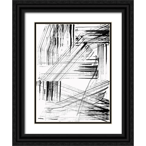 Black Strokes I  Black Ornate Wood Framed Art Print with Double Matting by Cartissi