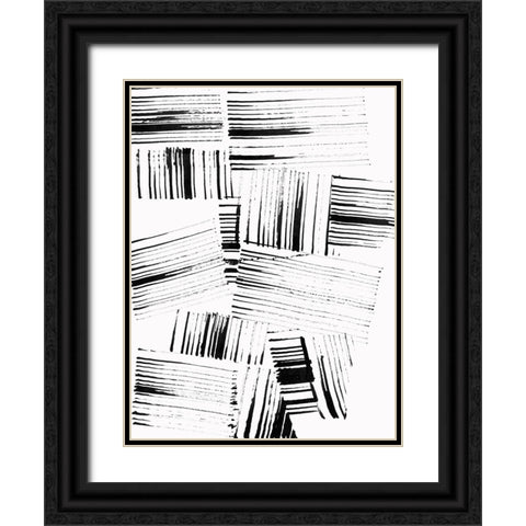 Black Strokes II  Black Ornate Wood Framed Art Print with Double Matting by Cartissi