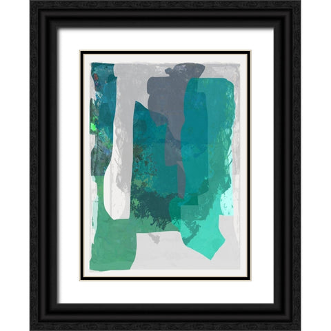 Bright Blue Blobs I  Black Ornate Wood Framed Art Print with Double Matting by Cartissi