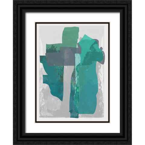 Bright Blue Blobs II  Black Ornate Wood Framed Art Print with Double Matting by Cartissi