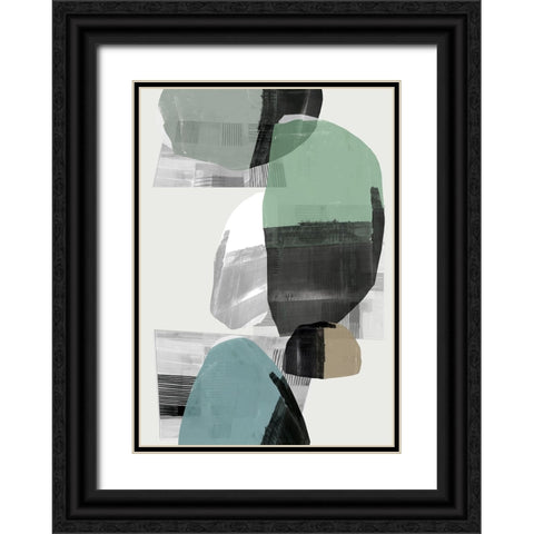 Inky Stripes and Blobs I Black Ornate Wood Framed Art Print with Double Matting by Cartissi