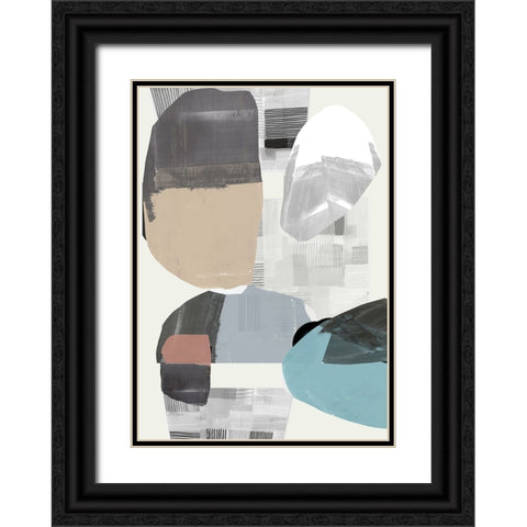 Inky Stripes and Blobs II Black Ornate Wood Framed Art Print with Double Matting by Cartissi