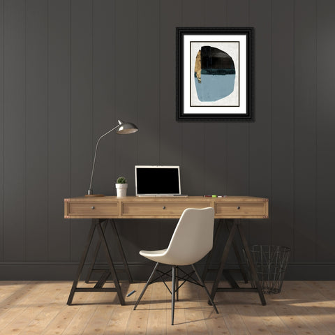 Golden Blob I Black Ornate Wood Framed Art Print with Double Matting by Cartissi