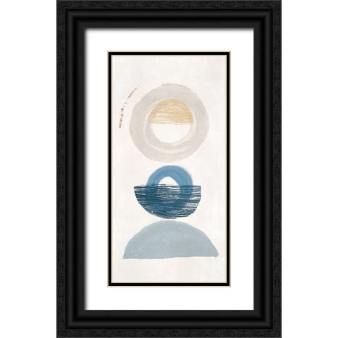 Crescent Lunar I Blue Version Black Ornate Wood Framed Art Print with Double Matting by Hazel J