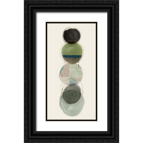 Stacked Circles I  Black Ornate Wood Framed Art Print with Double Matting by Hazel J