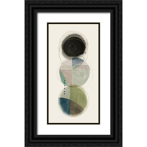 Stacked Circles II Black Ornate Wood Framed Art Print with Double Matting by Hazel J