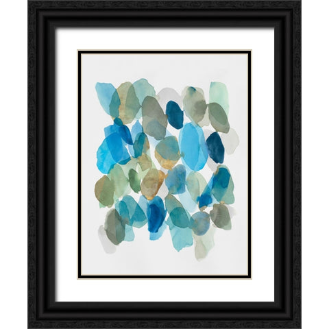 Blue Inky Pebbles II Black Ornate Wood Framed Art Print with Double Matting by Hazel J