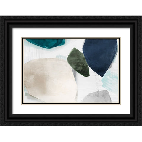 Shapes of Blue Blobs I Black Ornate Wood Framed Art Print with Double Matting by Hazel J