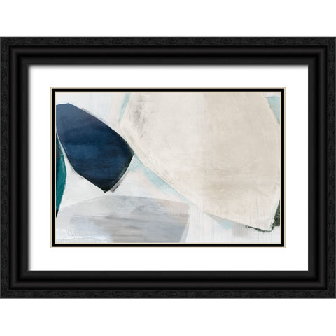 Shapes of Blue Blobs II Black Ornate Wood Framed Art Print with Double Matting by Hazel J