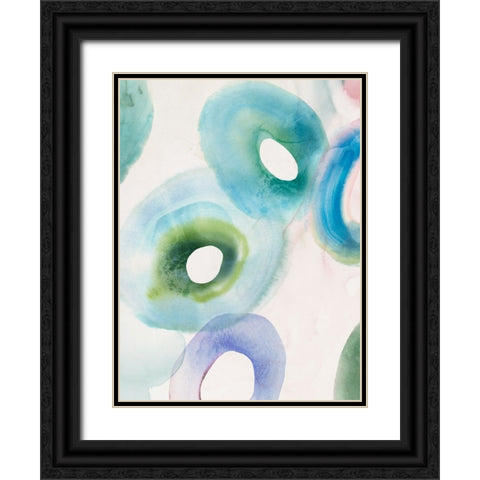 Watercolour Rings I Black Ornate Wood Framed Art Print with Double Matting by Hazel J