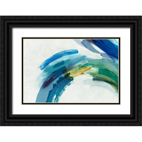 Blue Motion I Black Ornate Wood Framed Art Print with Double Matting by Hazel J