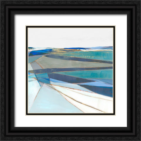 Blue Geo III Black Ornate Wood Framed Art Print with Double Matting by Hazel J