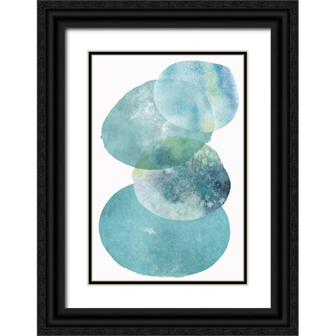 Pools of Ocean Blue Watercolor Abstract I Black Ornate Wood Framed Art Print with Double Matting by Zalewski, Christine