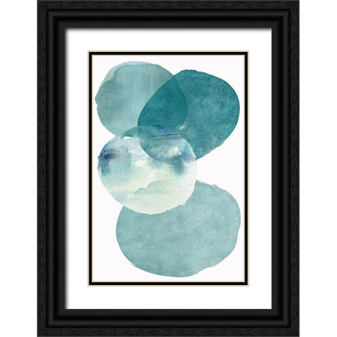 Pools of Ocean Blue Watercolor Abstract II  Black Ornate Wood Framed Art Print with Double Matting by Zalewski, Christine