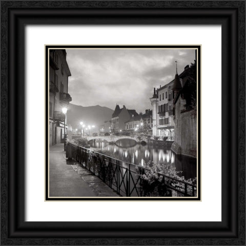 Ponte di Notte Black Ornate Wood Framed Art Print with Double Matting by Rezzonico, Carlo