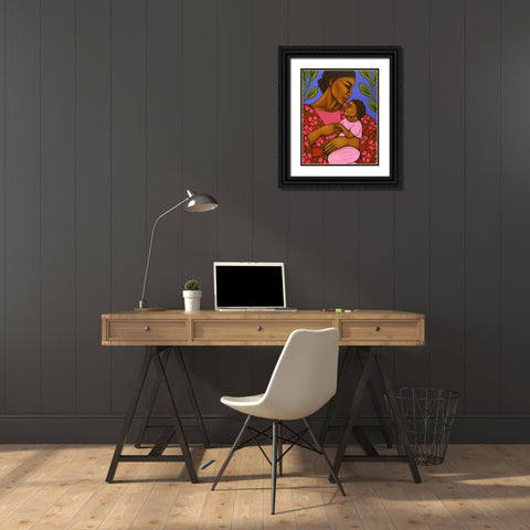 African Mother and Baby Black Ornate Wood Framed Art Print with Double Matting by Adams, Tamara
