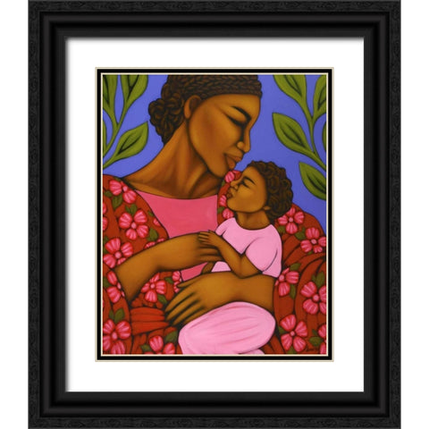African Mother and Baby Black Ornate Wood Framed Art Print with Double Matting by Adams, Tamara
