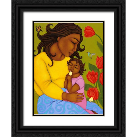 Mother and Child Black Ornate Wood Framed Art Print with Double Matting by Adams, Tamara
