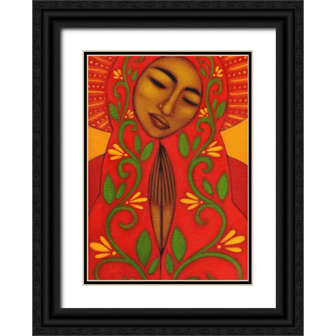 Red Madonna Black Ornate Wood Framed Art Print with Double Matting by Adams, Tamara