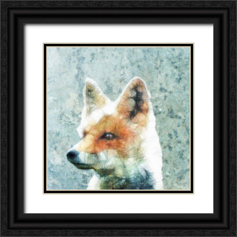 Abstract Fox Black Ornate Wood Framed Art Print with Double Matting by Ancello