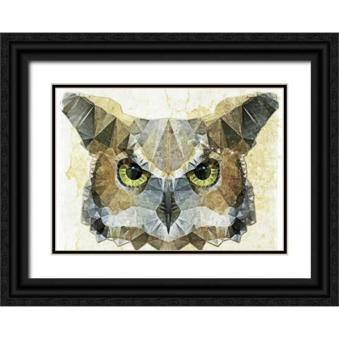 Abstract Owl Black Ornate Wood Framed Art Print with Double Matting by Ancello