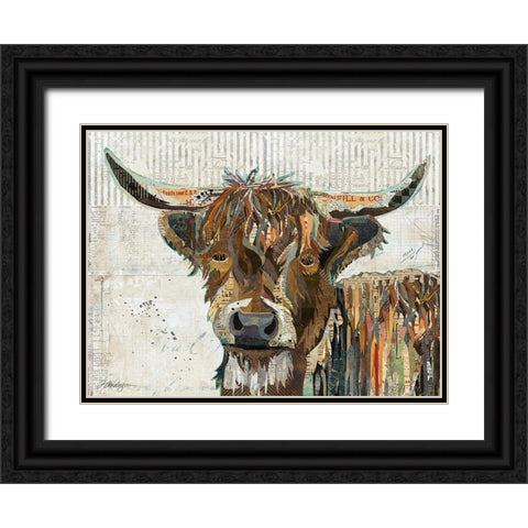 Highland Cow Black Ornate Wood Framed Art Print with Double Matting by Anderson, Traci
