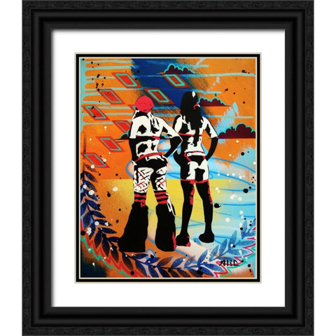 Burner Girls Black Ornate Wood Framed Art Print with Double Matting by AbcArtAttack