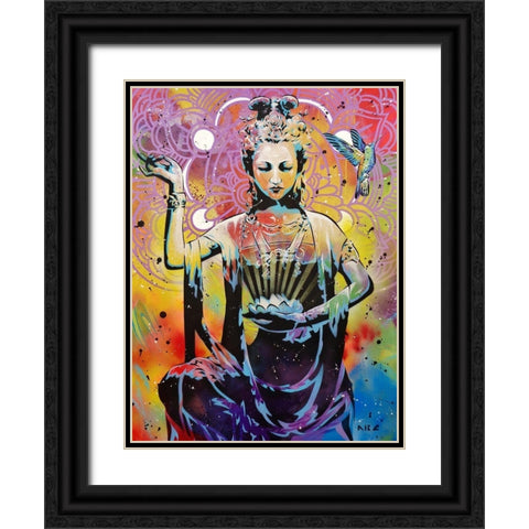 Harmonious Chakra Black Ornate Wood Framed Art Print with Double Matting by AbcArtAttack