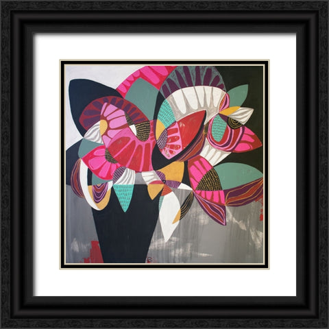 Paper Flowers Black Ornate Wood Framed Art Print with Double Matting by Avila, Gabriela