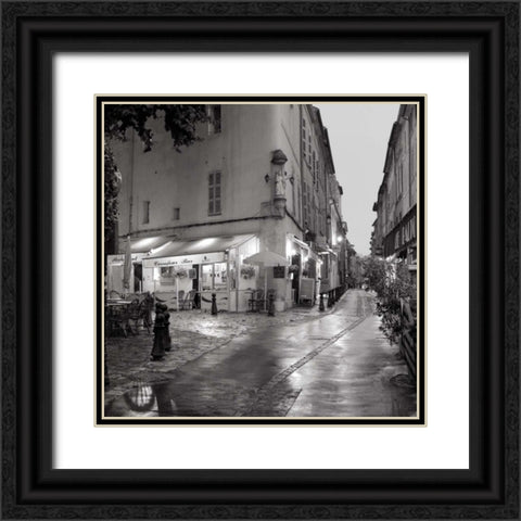 Carrefour Bistro Black Ornate Wood Framed Art Print with Double Matting by Blaustein, Alan