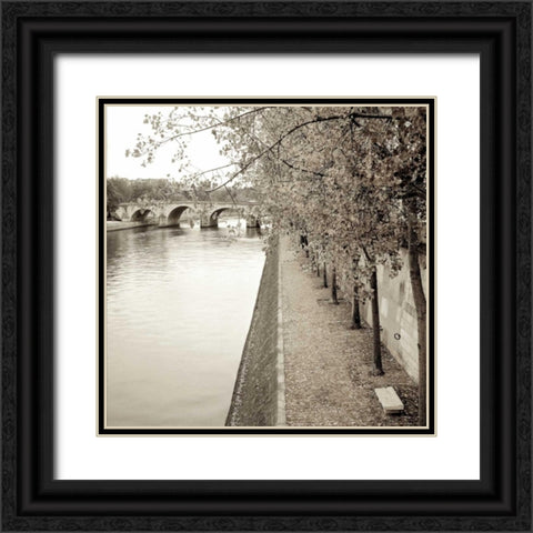 Sepia-Promenade Seine - 2 Black Ornate Wood Framed Art Print with Double Matting by Blaustein, Alan
