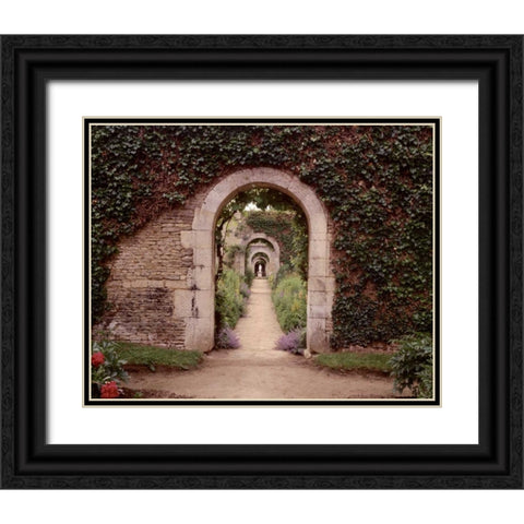 Banc de Jardin - 3 Black Ornate Wood Framed Art Print with Double Matting by Blaustein, Alan